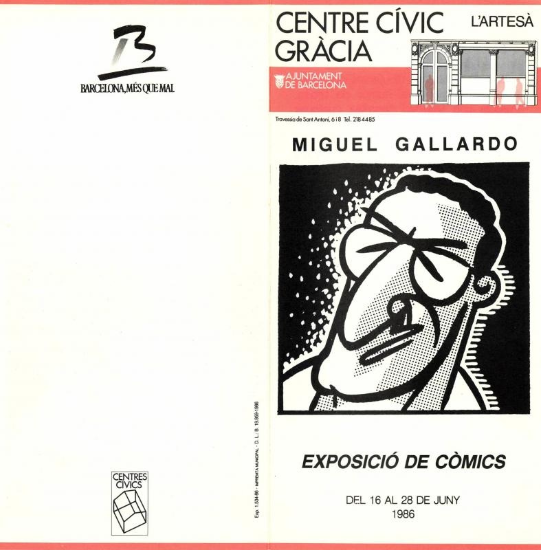 Díptic d’exposició Miguel Gallardo a Barcelona